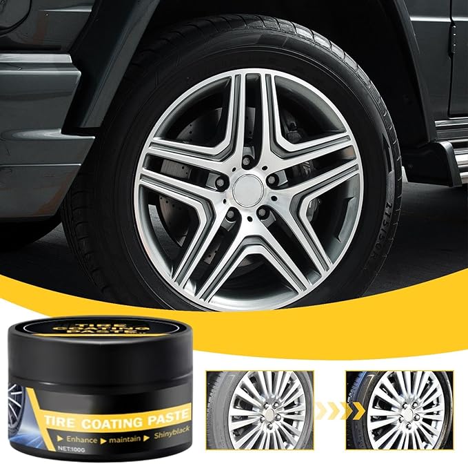 Tyre Care Gel - Tire Dressing Paste, Glossy Black Coating, Automotive Waxing Accessory, Durable Shine Restorer | Ideal For Car Motorcycle Truck Rim Cleaning Renovation Maintenance Protection Detailing