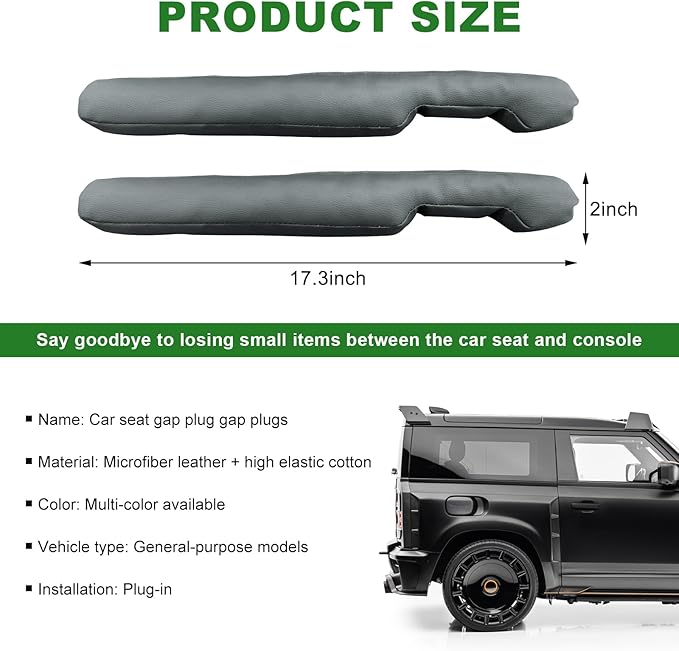 2 PCS Leather Car Seat Gap Filler, Auto Seat Blocker Organizer Fill The Gap Between Seat and Console, Universal Gap Filler Plug Stop Things from Dropping for Car SUV Truck (Gray)