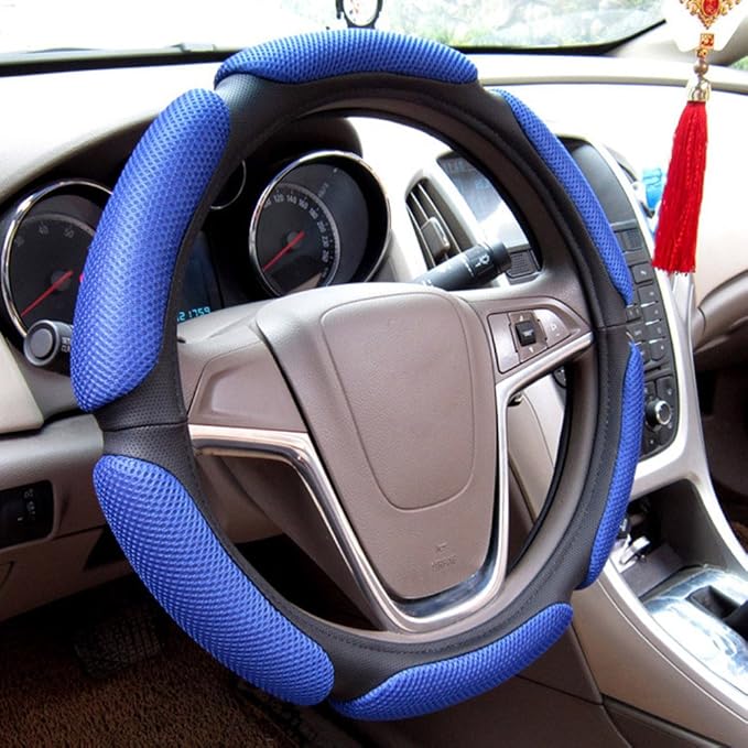Rayauto Steering Wheel Cover -Odorless, Cooler Hands in Summer, Warmer Hands in Winter (Blue)