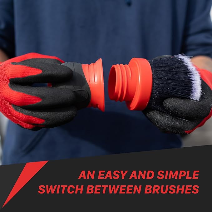 Maxshine Universal Gray Ultra Soft Large Bristle Brush with Storage Rack – Curved Grip & Ultra Soft Bristles – Ideal for Dashboard, Displays, Air Vents – Premium Interior Detailing Brush