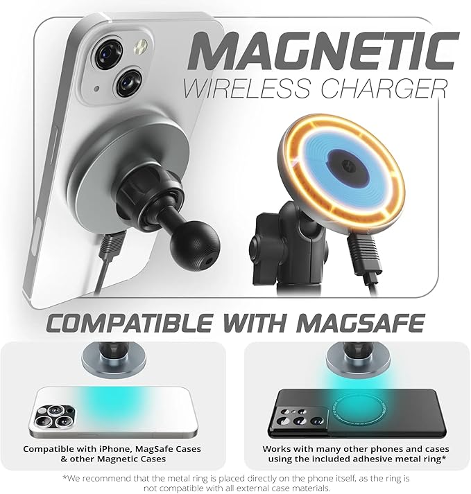 Tackform Link Vent Mount Magnetic Wireless Charging Phone Holder - Compatible with MagSafe, 2015-2020 Ford F-150, 2017-2021 Super Duty, 2018-2021 Expedition | Billet Aluminum Bracket | Short Reach