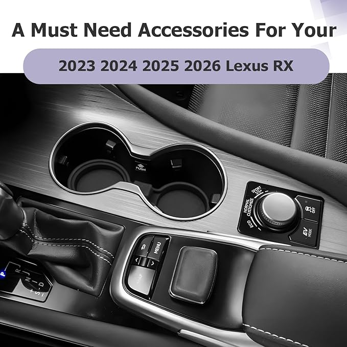 LUWU 2025 2026 RX350 Center Console Cup Holder Compatible with 2024 2025 2026 Lexus RX350/RX450/RX500 Accessories Premium Silicone Cup Holder Mat Spill-Proof, Easy Install & Clean, Black