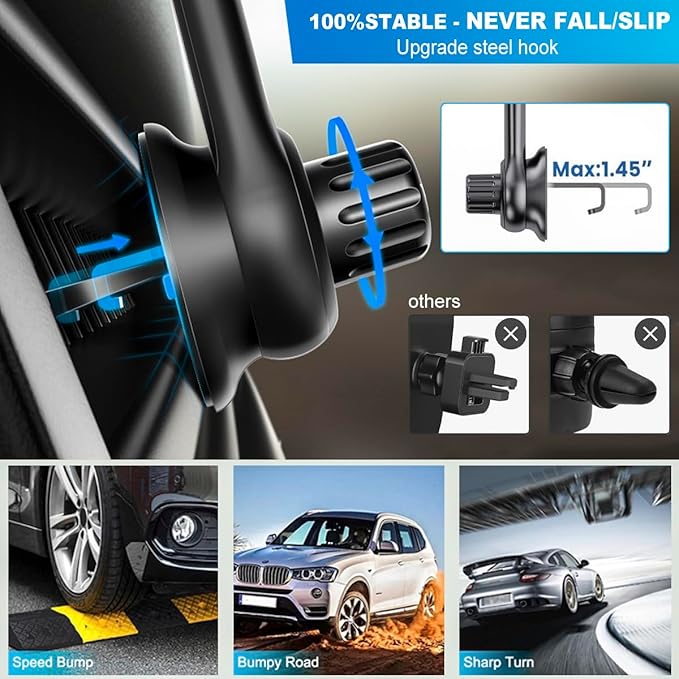 Car Phone Holder for Socket Mount, Air Vent Car Phone Holder for Pop Grip [Never Blocking] AC Vent Clip Phone Mount 360° Adjustable Works with Popsocket Car Mount for iPhone Samsung All Smartphones