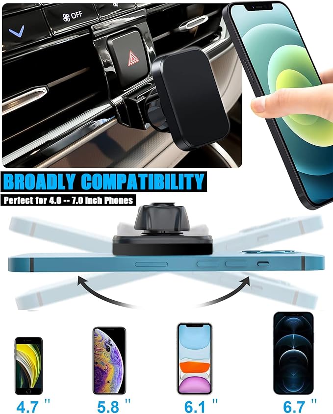 Car Phone Holder, Air Vent Hands Free Adjustable Stand, Auto Cradles Dashboard Mount for Toyota Highlander/Hybird 2020-2023, Custom Magnetic Navigation Bracket for All Smartphone, iPhone