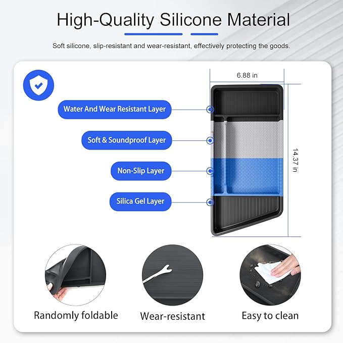 Dashboard Storage Organizer Compatible with 2022-2026 Chevy Silverado GMC Sierra 1500 2024-2026 2500HD 3500HD Silicone Storage Tray Replacement for 2022-2026 Chevy Silverado Accessories