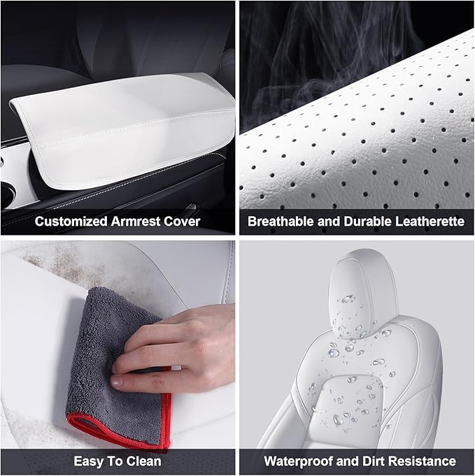 AOMSAZTO Car Seat Cover Fit for Tesla Model Y 2020 2021 2022 2023 2024 2025- Full Set Customized White Seat Covers