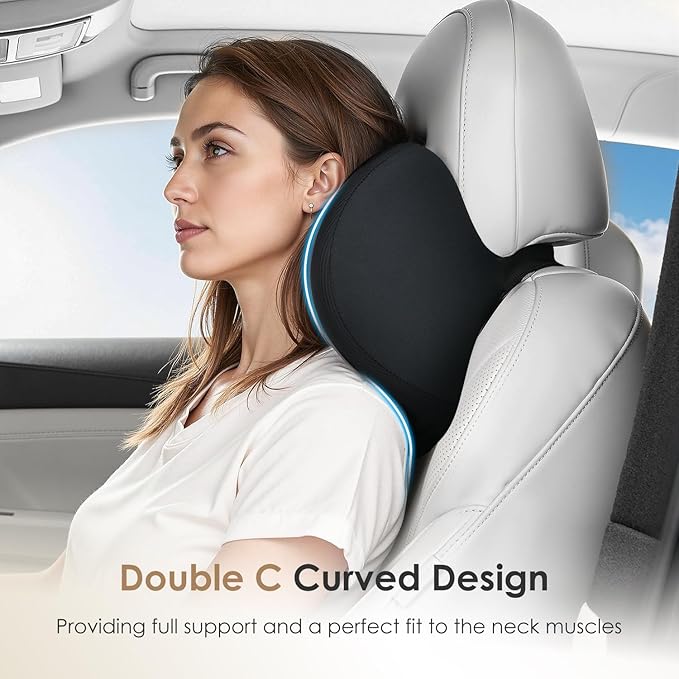 FLORICH Car Seat Cushion & Lumbar Support Pillow & Car Neck Pillow, Ergonomic Memory Foam Driving Seat Cushions for Back & Sciatica Pain Relief, Non-Slip Cushion for Car, Office Chair,Wheelchair-Black