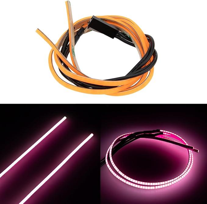 MEUS RACING RC LED Strip Colored Light Strip for TRX4M SCX24 1/24 1/18 RC Crawlers Upgrade (Pink)