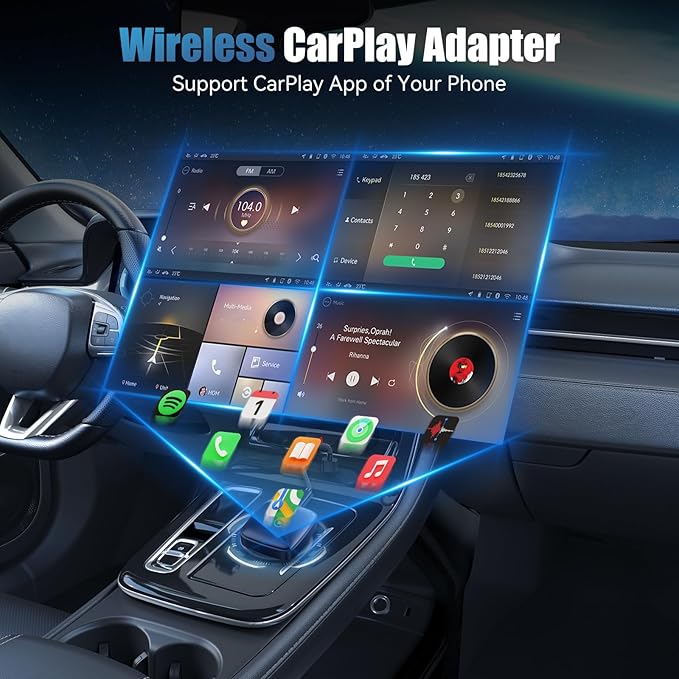 Wireless CarPlay Adapter for iPhone, Convert Wired to Wireless CarPlay, Plug & Play for OEM Systems 2015+, Instant Connection & Siri Control (iOS 10+ Android 11 Compatible) (1.57 in)