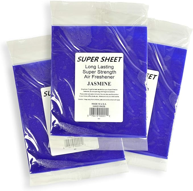 Super Sheet Large (8"x7") Under Seat Car Air Freshener, 3-PACK (Jasmine)