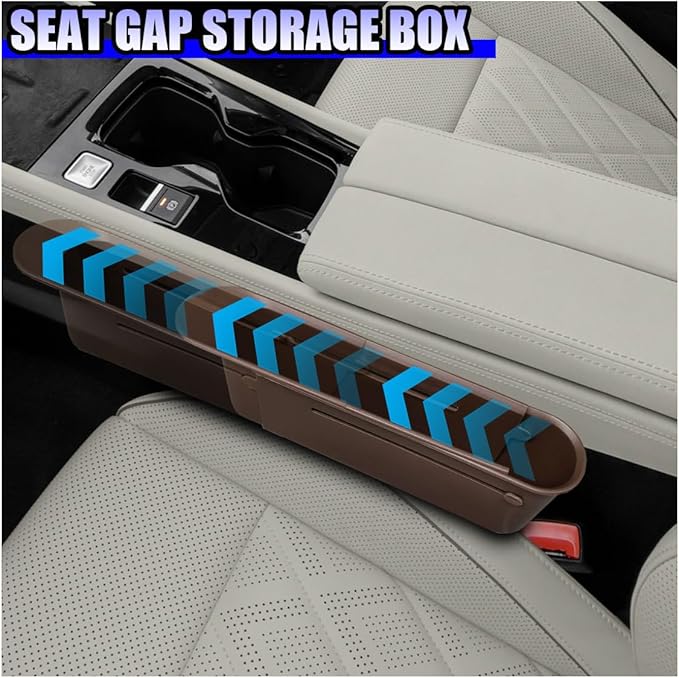 YoRise Car Seat Gap Filler, Multifunctional Car Seat Organizer, Phone Holder Between Seats & Console, Automotive Storage Box Accessories for Keys, Sunglasses, Cards, Phones (Brown)