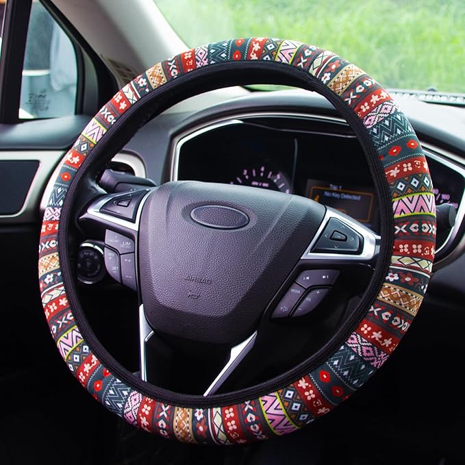 Steering Wheel Cover for Women Boho Universal Steering Wheel Covers Protector Car Accessories for Car 15 inch (Boho)