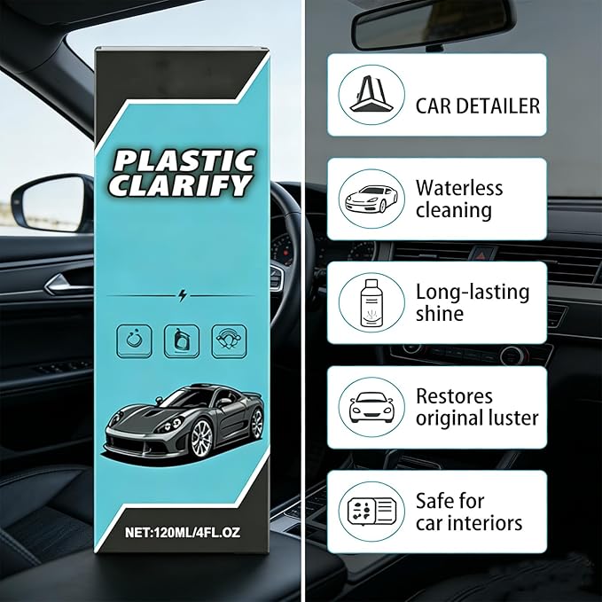 Interior Maintenance Refresher for Car, Plastic Clarify Tire Shine for Cars, 4 oz Black Plastic Car Trim Restorer Spray, Waterless Detailer for Rubber, Vinyl, and Plastic, Restores Deep Shine (3pcs)