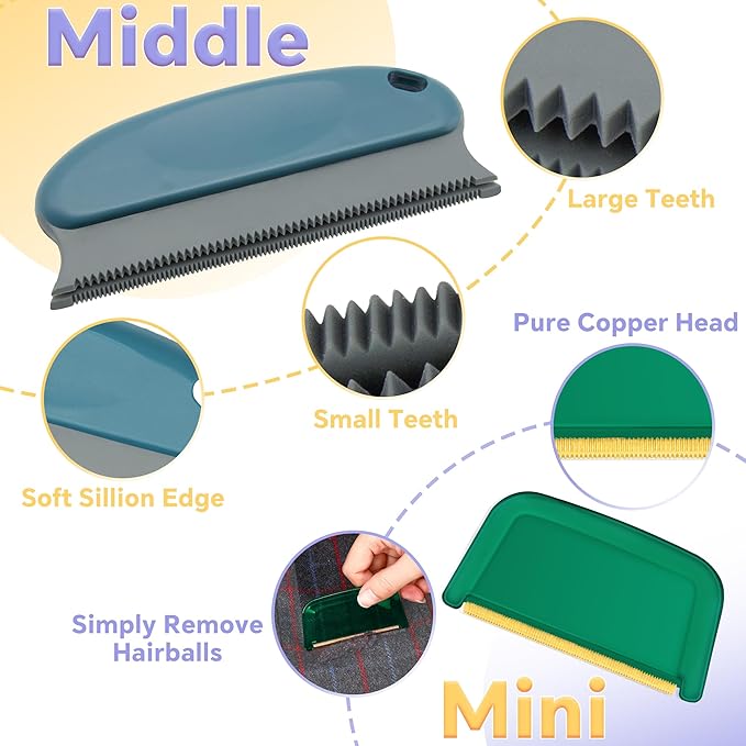 4 Pack Pet Hair Removal Tool, Cleaner Pro Pet Hair Remover for Cat and Dog, Reusable Carpet Scraper Lint Remover, Lint Shaver for Couch, Carpet, Clothing, Bedding, Car, Furniture, Pet Towers