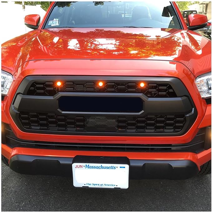 iJDMTOY 3pc Set Custom Retrofit Amber Yellow Front Grille Mesh Mount LED Lighting Kit Compatible with Trucks SUVs