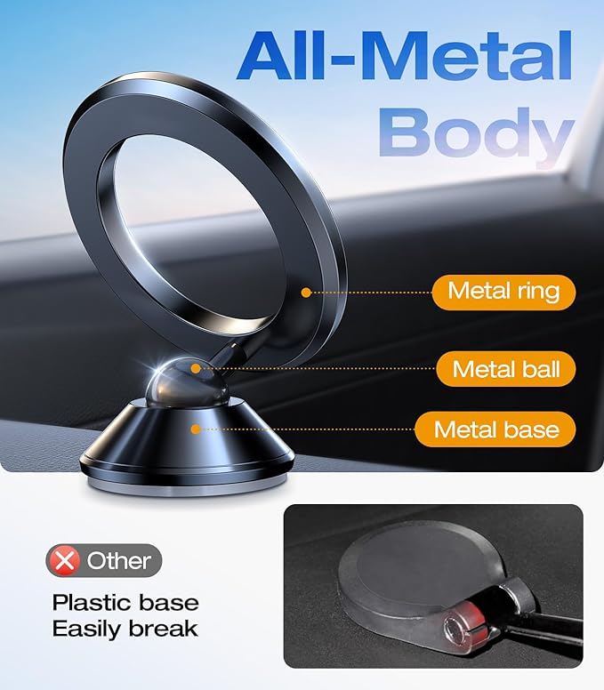 VICSEED Latest Upgrade for MagSafe Car Mount, [High & Low Temp Resistance] Magnetic Phone Holder for Your Car Dashboard, 360 Adjustable Car Phone Holder Mount for iPhone 17 Pro Max 16 15 14 13 12