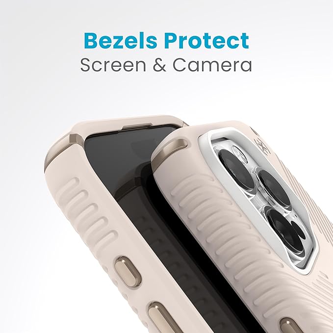 Speck iPhone 15 Pro Case - Drop Protection, Grip - Scratch Resistant, Soft Touch, 6.1 Inch Phone Case - Presidio2 Grip Bleached Bone/Heirloom Gold/Hazel Brown