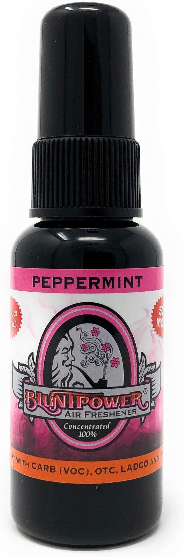 BluntPower (Peppermint, 1 Pack) Concentrated Air Freshener for Room and Car Spray - Oil-Based Diffuser Spray Bottle - Long-Lasting Bathroom Spray, Car Freshener, & Odor Eliminator Spray