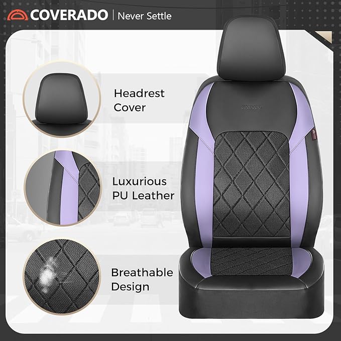 Coverado Car Seat Covers, Seat Covers Full Set, 5 Seats Automotive Seat Cover, Mesh Breathable Seat Protectors, Universal Fit for Most Cars