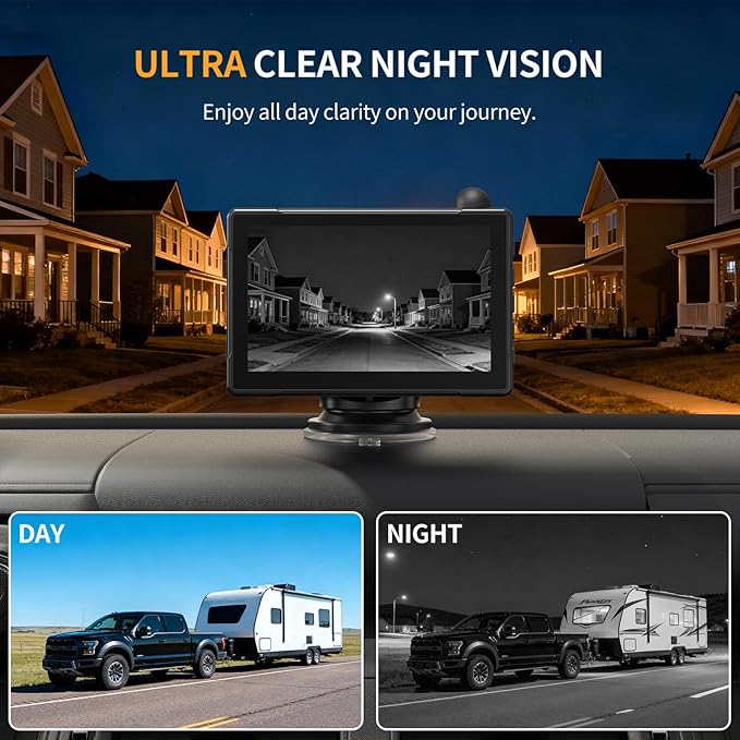 Solar Wireless Backup Camera for Car 5" HD 1080P Monitor 2 Mins DIY Installation 5,000mAh Battery Night Vision 2 Split Screen Back Up Camera Waterproof Reverse Camera for Truck,Pickup,RV,SUV