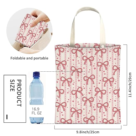 Cute Car Trash Can, Hanging Canvas Car Back Seat Organizer and Storage Bag, Funny Car Trash Bag For Travelling, Outdoor Cute Pink Bow Knot