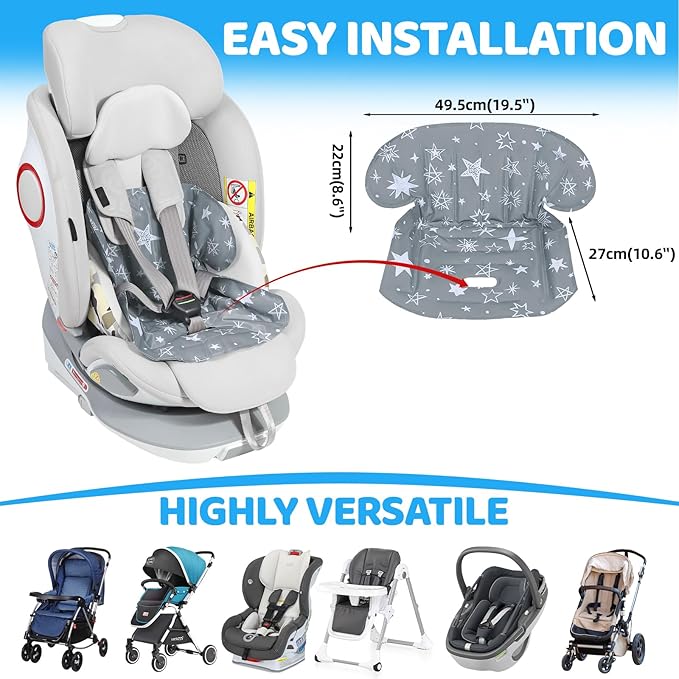 Orzbow Car Seat Cooling Pad for Babies, Toddlers, and Kids | Carseat Cooler Pad with Waterproof Seat Liner | Comfortable and Durable Cooling Cushion for Strollers, Baby Summer Essentials, Grey