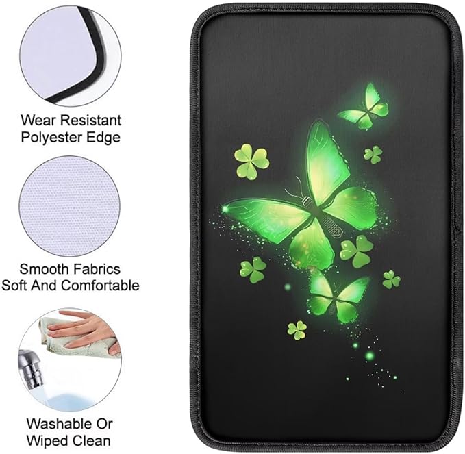 Butterfly Auto Center Console Armrest Covers, Armrest Cover Pad Universal Fit Vehicle, SUV, Truck Car Accessories Interior St. Patrick's Day Decor