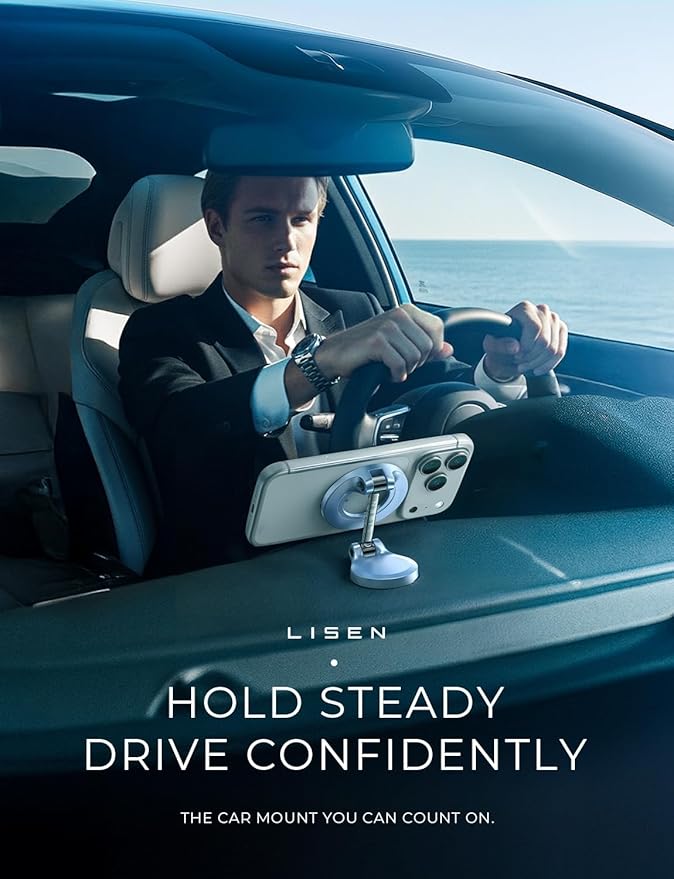 LISEN for iPhone MagSafe Car Mount [24 Strong Magnets] 360 Degrees Ultra Magnetic Phone Holder for Car Dashboard, Universal Car Phone Mount Magsafe Accessories for iPhone17 Pro Max Air 16 15 14, Blue