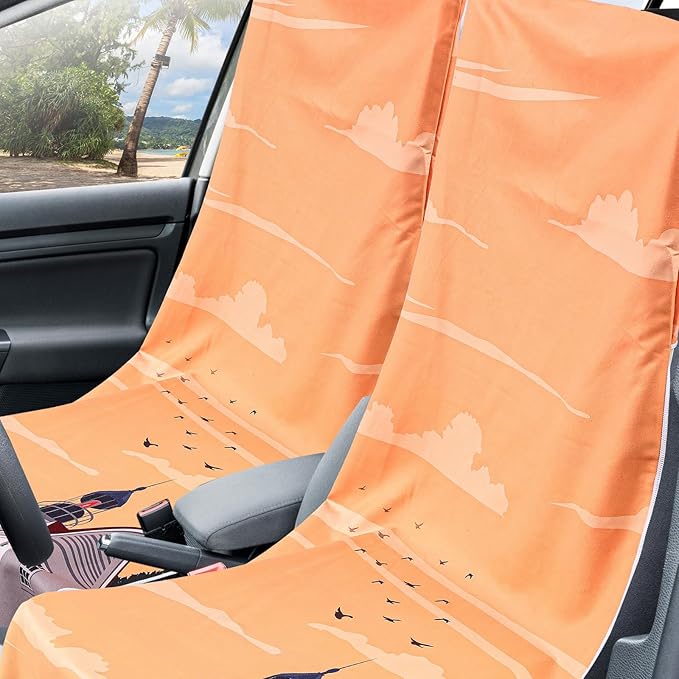 2 Pack Car Seat Towel Covers with Storage Bag 63 x 32 Inch Athletic Running Towel Seat Sweat Washable Non Slip Cover Gift for Car Outdoor Sport Activities (Mount Desert Island)