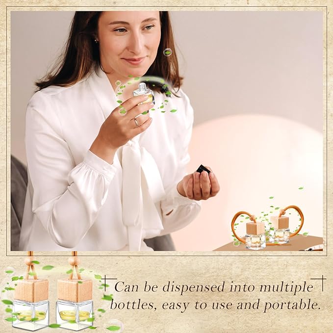 Domensi 150 Pcs Car Air Freshener Hanging Car Diffuser Bottles Empty Glass Perfume Bottles Refillable Air Freshener Pendant Aromatherapy Fragrance Vials Ornament Decor