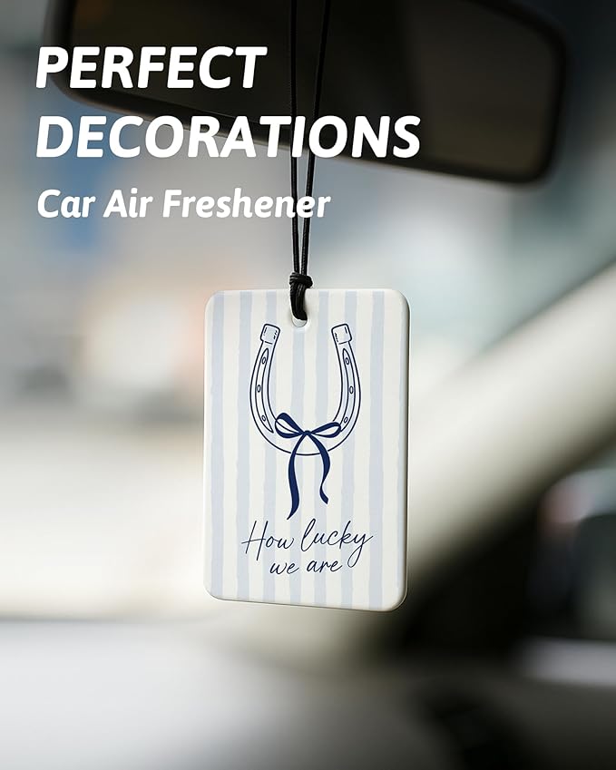 Blue Western Coastal Car Air Freshener 4 Pcs, Preppy Horseshoe Cowgirl Boots Hat Beach Hanging Air Freshener for Closet Drawer Books, Western Beachy Car Accessories Mirror Decor for Women