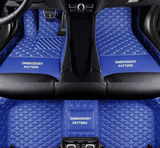 Custom Car Floor Mats for 96% Sedan SUV Sports Car Protection Full Coverage Pads Anti-Slip Leather Floor Lining All Weather Car Floor Mats (Blue)