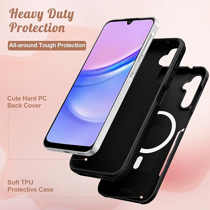 for Samsung Galaxy A14 5G Phone Case - Compatible with MagSafe Women Girls Cute Magnetic Protective Cover Girly Aesthetic Sun Moon Heavy Duty Shockproof Design for Samsung Galaxy A14 5G Cases