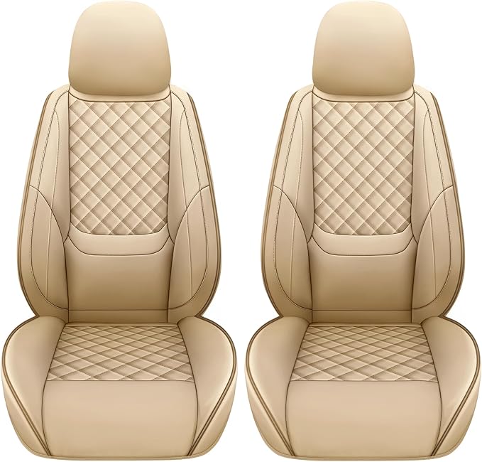 Full Coverage Leather Car Seat Covers Front Pair,Waterproof Seat Covers for Cars,SUVs Trucks, Car Seat Cushion,Car Seat Protector with 2 Seats