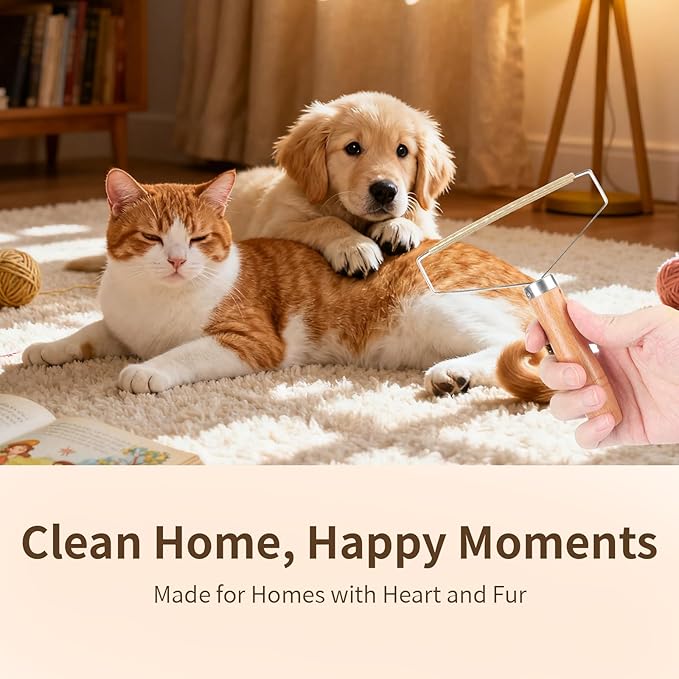 Pet Hair Remover Special Cat and Dog Hair Remover Multi Fabric Edge and Carpet Rake Scraper Dog Hair Remover for Rugs, Couch and Pet Towers(Copper and Stainless Steel, 1PCS)