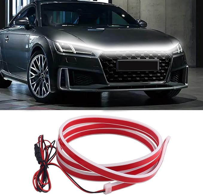 Car Hood Light Strip, 71 Inches Flexible Exterior LED Strip Lights Waterproof Hood Light Daytime Running Light Strip for Cars, Trucks (White)