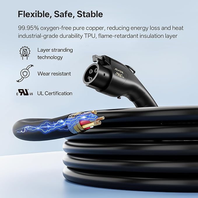 Level 1&2 EV Charger,J1772 16A EV Charger with 25FT Extension Cord Cable,Portable Electric Car Charger 240V NEMA 6-20 Plug&120V NEMA 5-15 Adapter for All SAE J1772