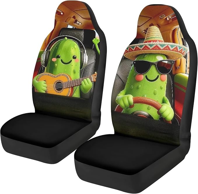 Cucumber Car Front Seat Covers 2 Pcs Funny Comfortable Car Seat Covers Front Seats Only Removable Automotive Accessories Universal Fit for Most Cars SUVs and Sedans