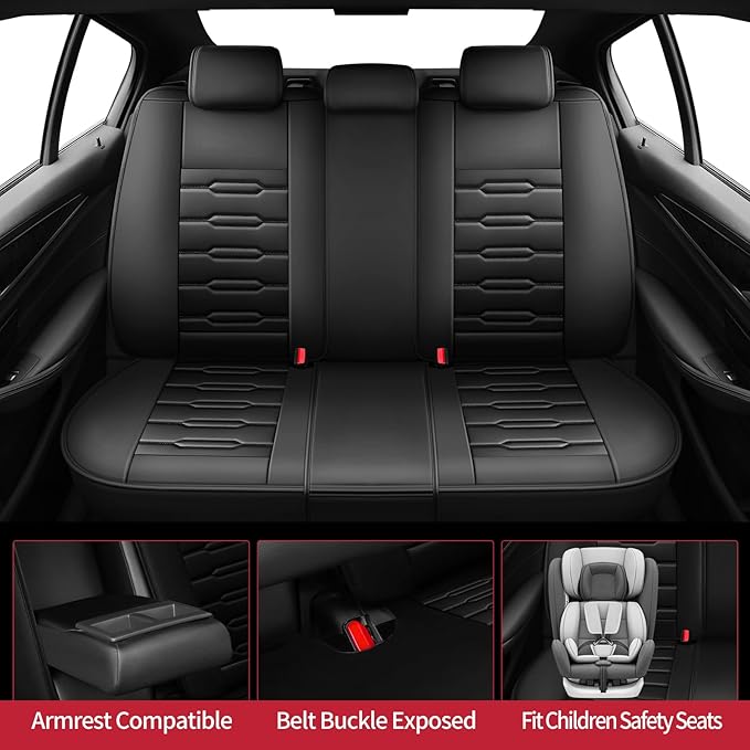 Fit Forester Car Seat Covers for Subaru Forester 2007-2025 2026 - Upgraded Premium Waterproof & Breathable Leather, Airbag Compatible, All-Weather Seat Cushion Protector (Full Set, Black)