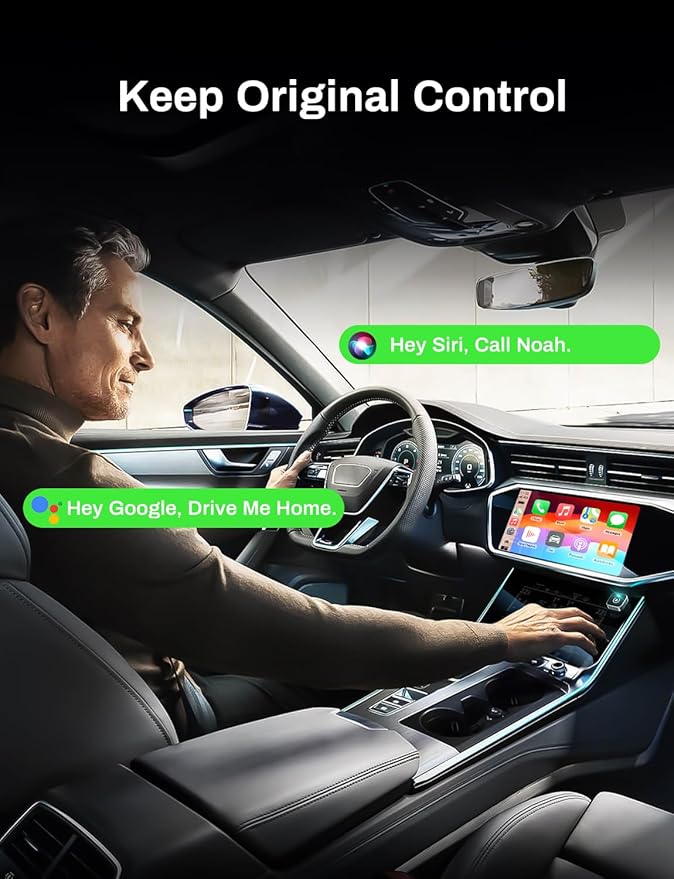 2-in-1 Wireless CarPlay Adapter 2026 Support Apple CarPlay & Android Auto, Mini Bluetooth USB A & USB C Dongle Convert Wired to Wireless Compatible with iPhone & Android