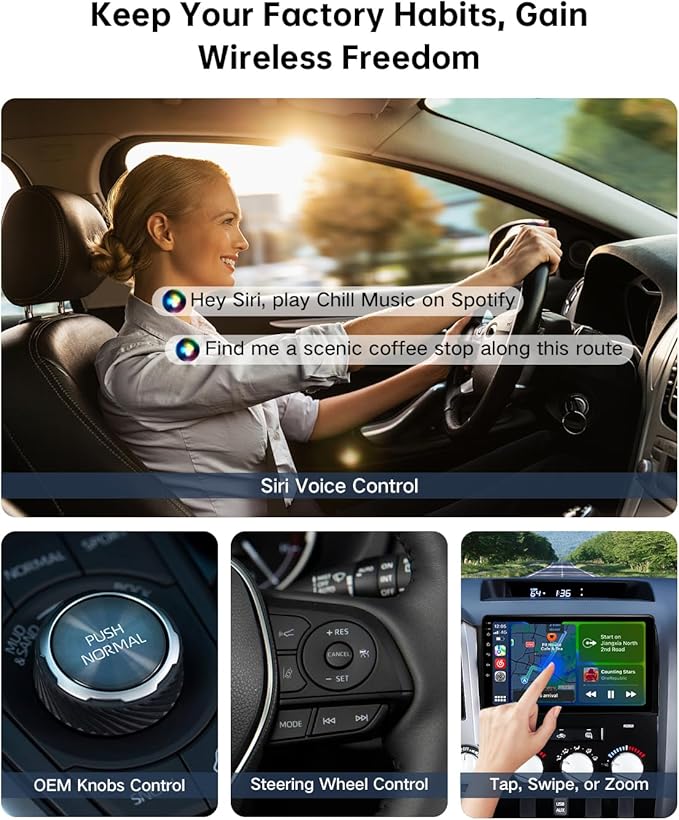 2025 Upgraded Apple Car Play Wireless Adapter for iPhone - Factory Wired CarPlay to Wireless, Auto-Reconnect, Plug & Play for iOS 10+ (iPhone 6+), Fast Stable Connection, Mini Design for Cars 2016+