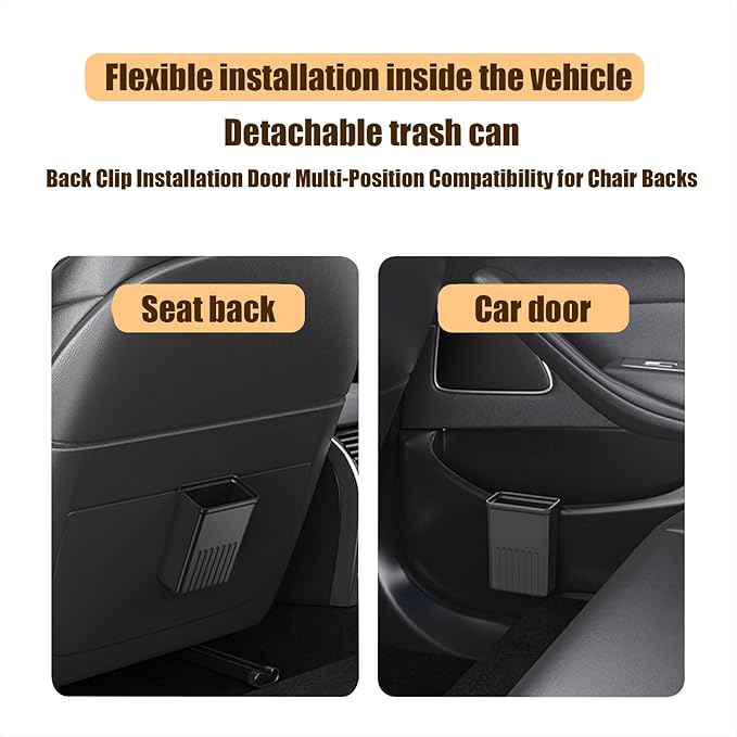 Back Seat Car Organizer,5 in 1 Multifunctional Car Backseat Storage Box with Trash Can Drink Cup Holder Tissue Box, for Hold Phone,Snacks, Drinks, Handbag-Black