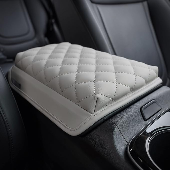 KMMOTORS Tucson(NX4) 2021~2024 Center Console Cover Light Gray, Armrest Cushion, Tucson Accessories, Vegan Leather, Console Lid Protector