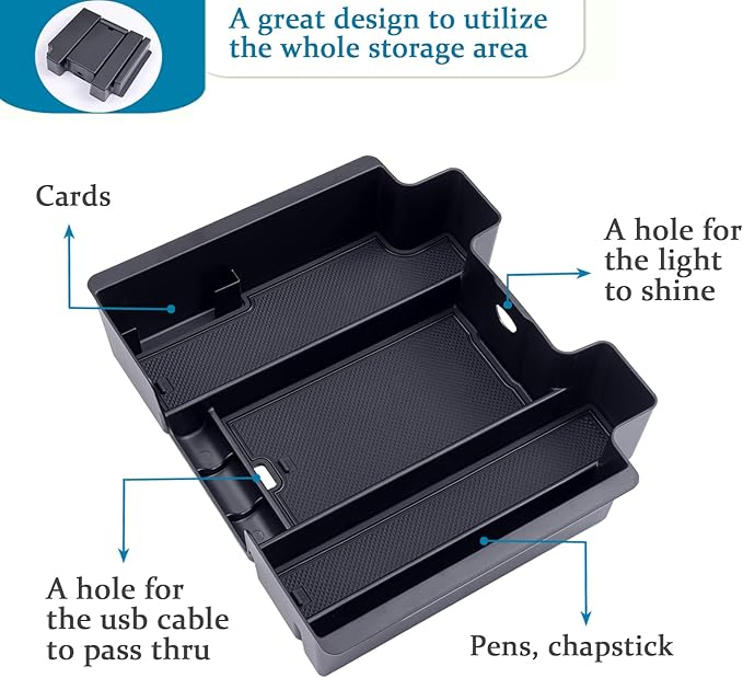 TOPINSTALL 4 Compartments Full Size Tray Compatible with 2019-2022 GMC Sierra Chevy Silverado 1500 and 2020-2023 Silverado/Sierra 2500HD 3500HD Full Console w/Bucket Seats ONLY