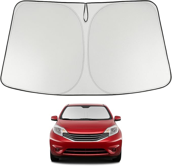 Proadsy 2026 Upgrade Windshield Sun Shade Custom Fit 2012-2018 Nissan Versa Foldable Front Sunshade Protector Sun Visor Blocks UV Rays Keep Car Cooler