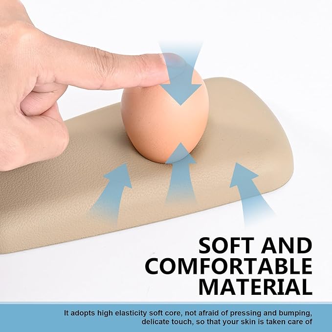 2 PCS Car Knee Cushion Pads, Center Console Side Pressure-Relieving Leg Support Soft Cushion, 6.89 " x 2.95 " Fine Leather Breathable Armrest Elbow Pad, Universal for Most Cars Trucks (Beige)