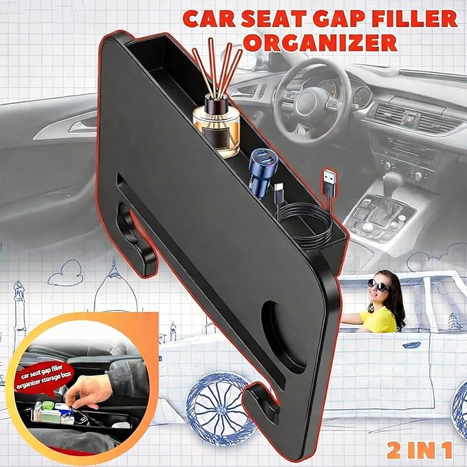 Steering Wheel Tray - 2-in-1 Steering Wheel Desk,Steering Wheel Tray Table with Seat Gap Filler Organizer,Car Food Tray for Driverl,Car Desk for Laptop & Eating