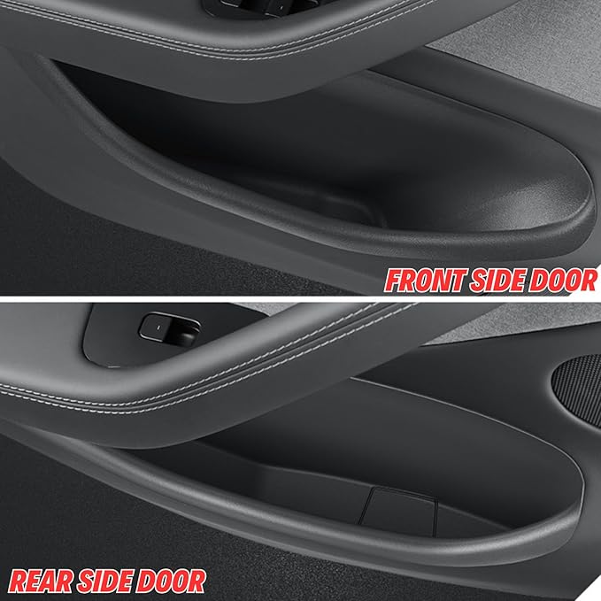 4Pcs 2026 2025 Tesla Model Y Juniper Door Pocket Liner Full Protector Cover Door Organizer Tray Side Storage Interior Accessories - Waterproof & Anti-Scratch TPE Inserts