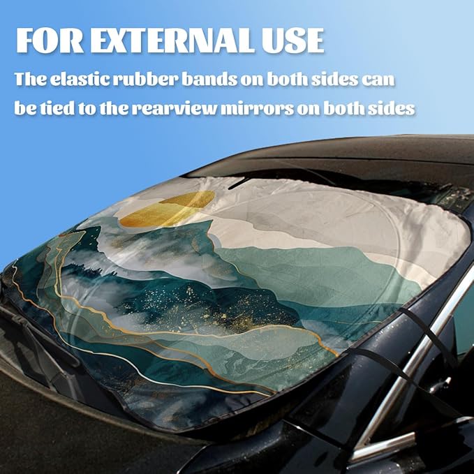 Argan Sun Car Windshield Sun Shade Mountain Land Heatshield Front Window Car Sun Shade Windshield Blocks UV Rays Sun Visor Protector for Car Sedan Truck SUV Accessories 59x31.5 Inch