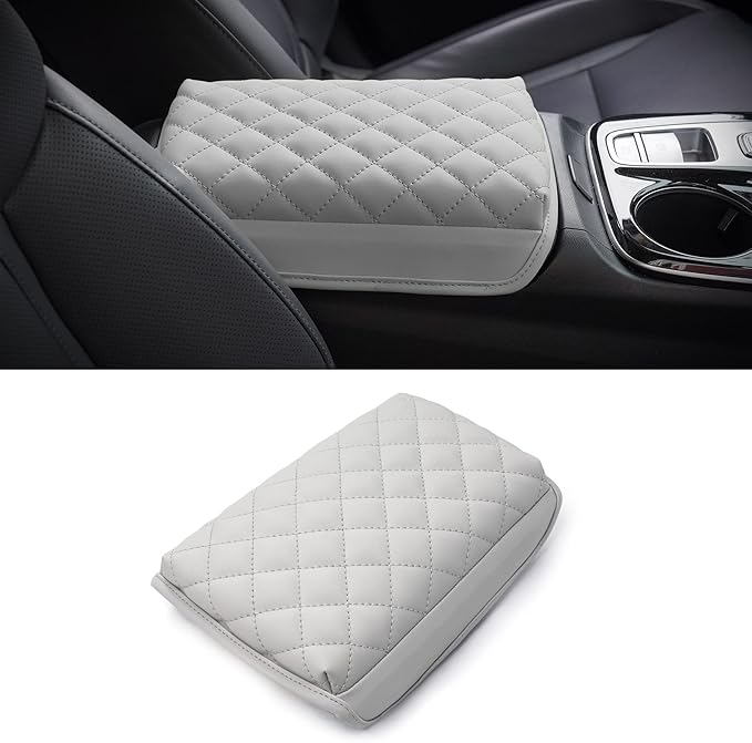 KMMOTORS Tucson(NX4) 2021~2024 Center Console Cover Light Gray, Armrest Cushion, Tucson Accessories, Vegan Leather, Console Lid Protector